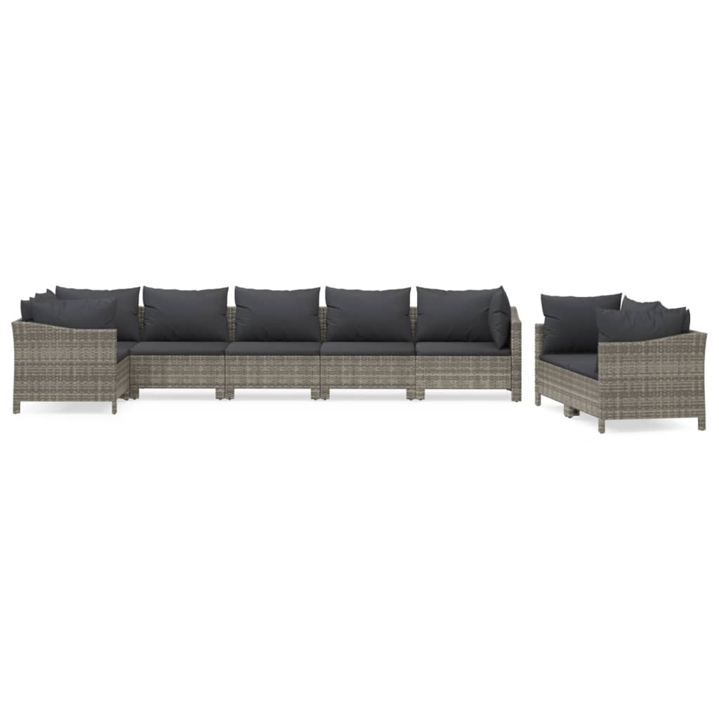 vidaXL Set de muebles de jardín 8 pzas y cojines ratán sintético gris