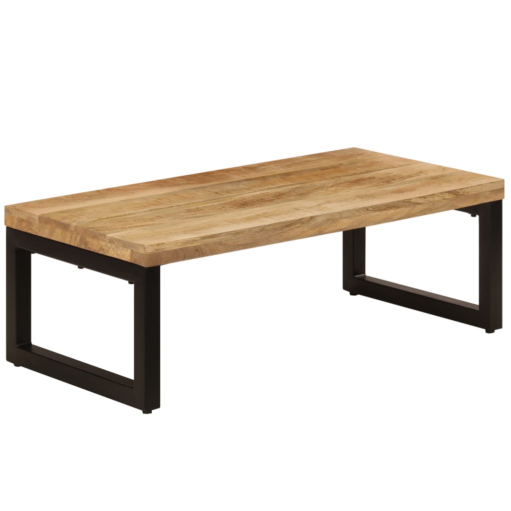 vidaXL Mesa de centro madera maciza de mango y acero 100x50x35 cm