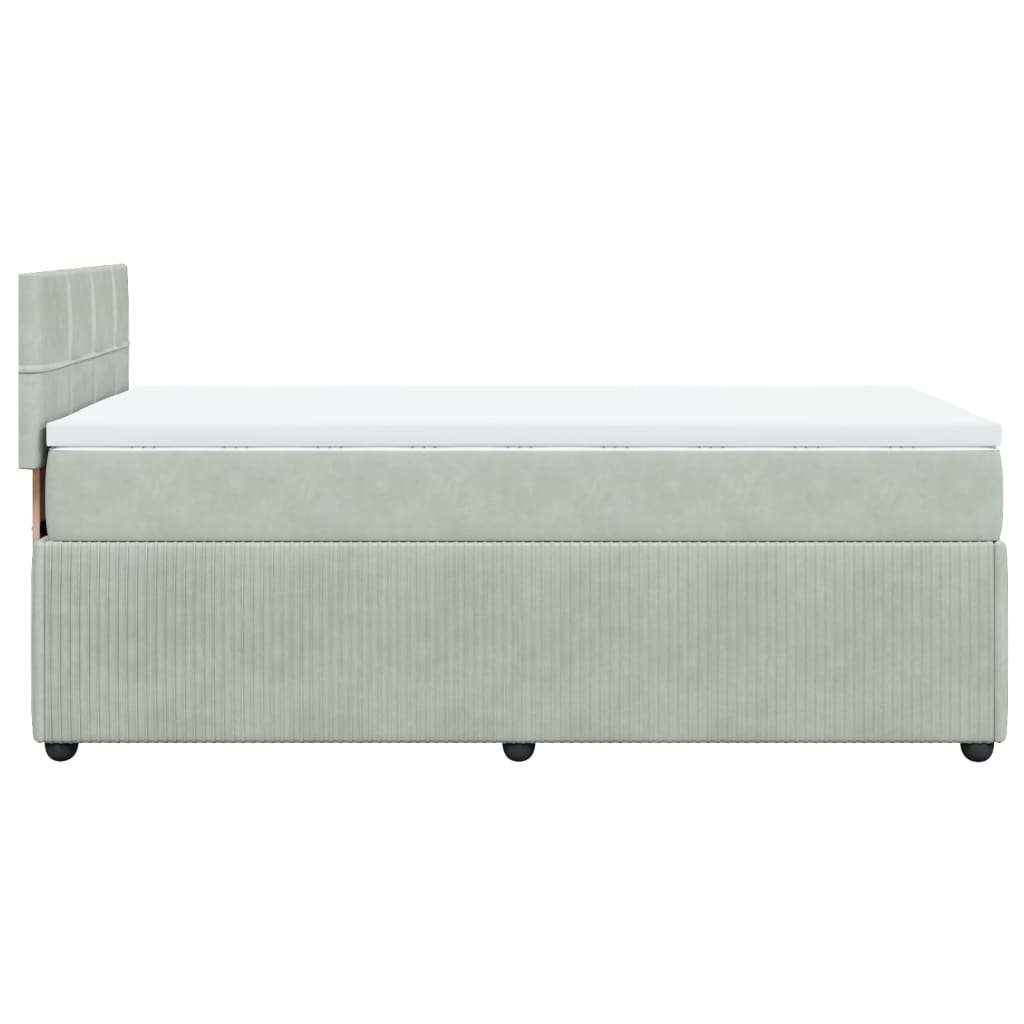 vidaXL Cama box spring con colchón terciopelo gris claro 100x200 cm