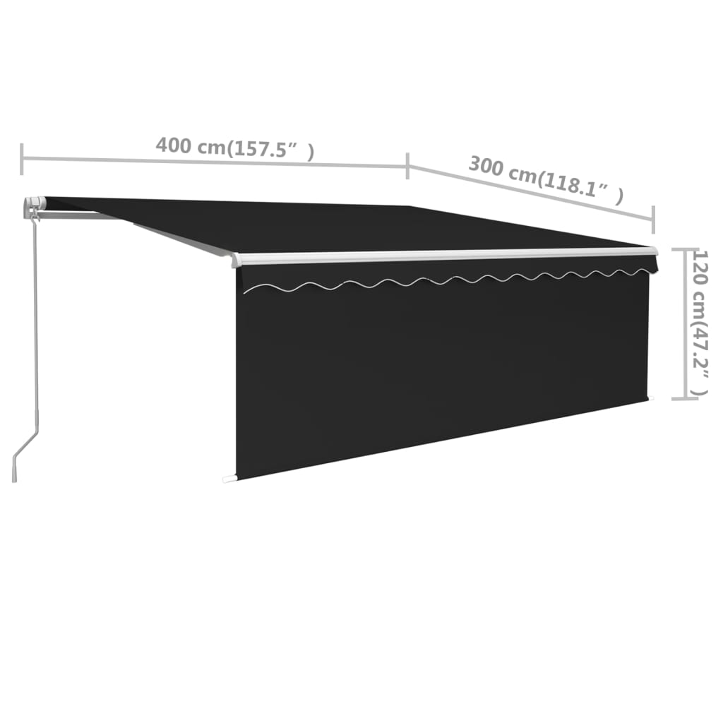 vidaXL Toldo retráctil manual con persiana antracita 4x3 m