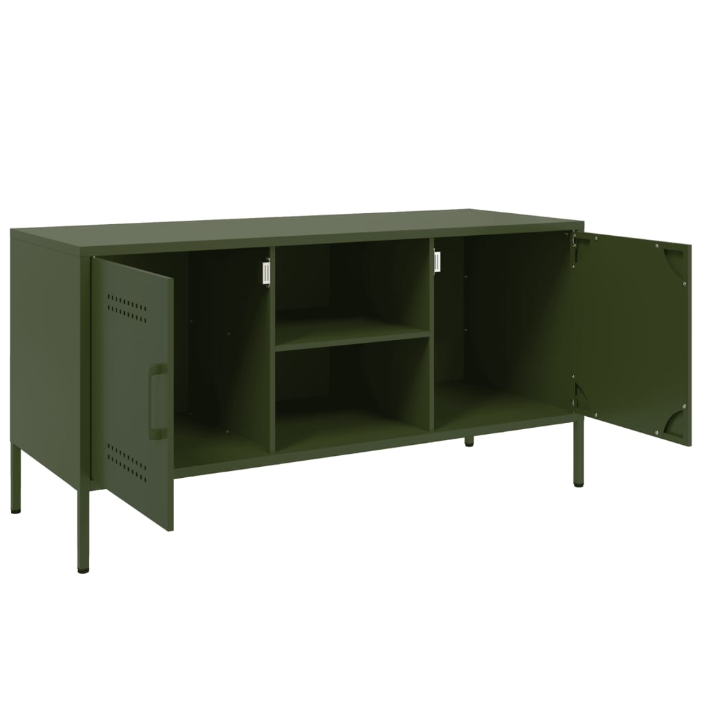 vidaXL Mueble de TV de acero verde oliva 100,5x39x50,5 cm