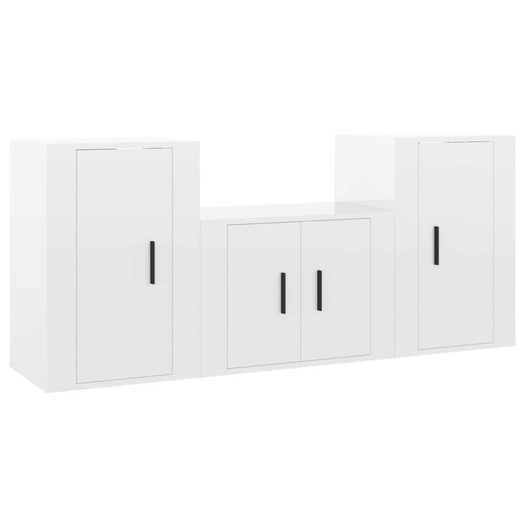 vidaXL Set de muebles de TV 3 pzas madera contrachapada blanco brillo