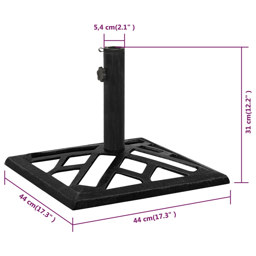 vidaXL Base de sombrilla de hierro fundido negro 44x44x31 cm