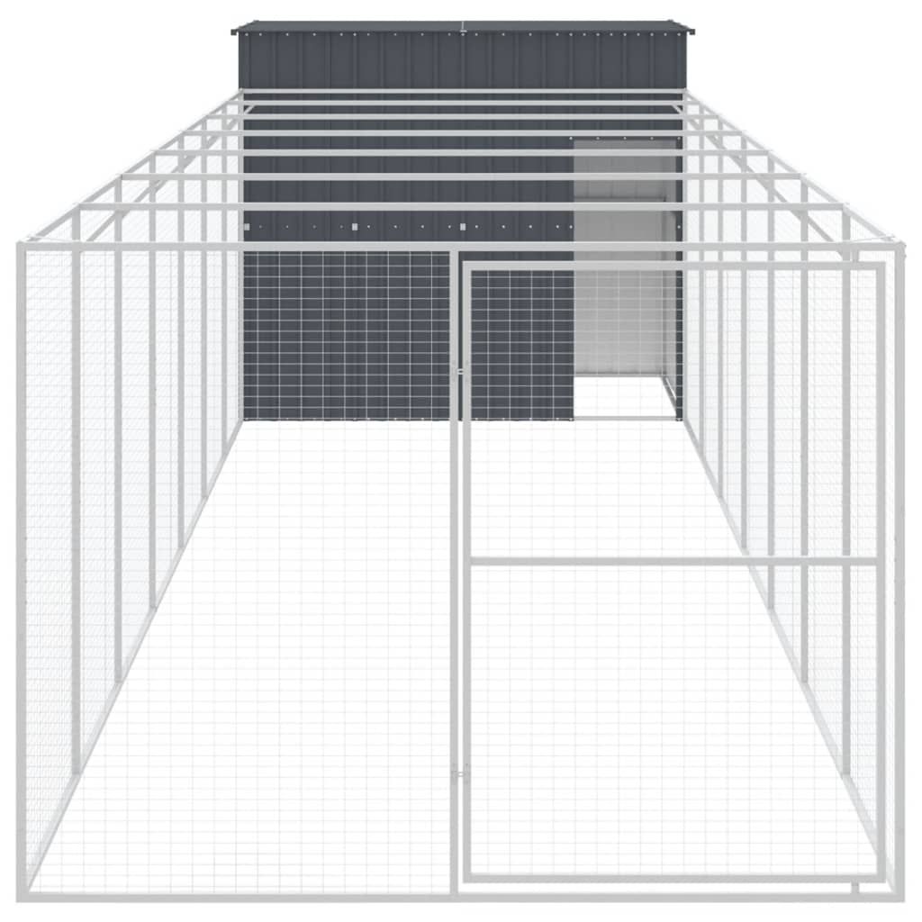 vidaXL Caseta perros con corral acero galvanizado gris 214x865x181 cm