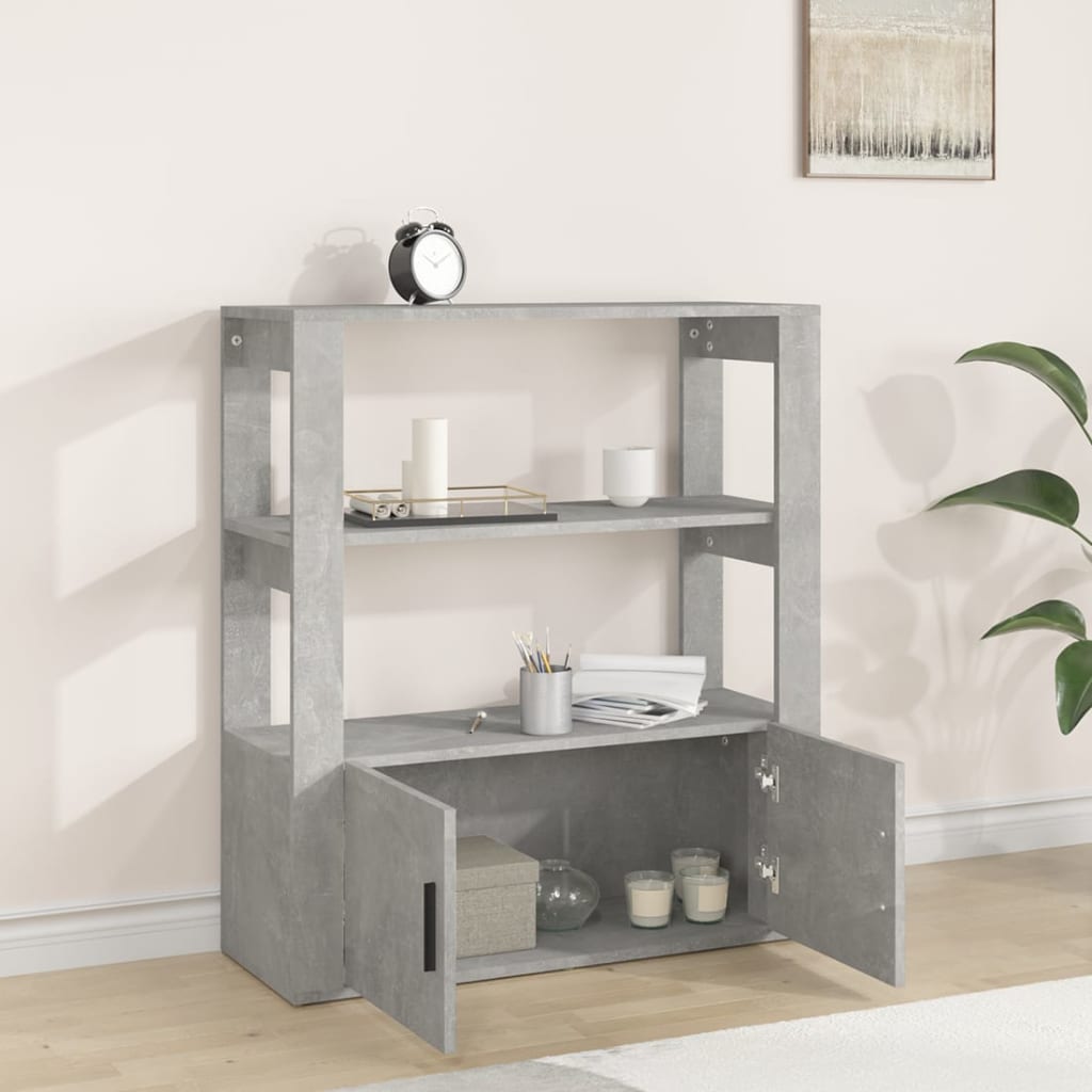 vidaXL Aparador de madera contrachapada gris hormigón 80x30x90 cm