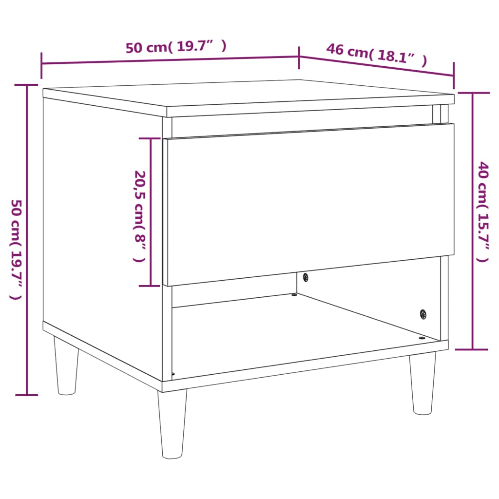 vidaXL Mesita de noche madera contrachapada gris Sonoma 50x46x50 cm