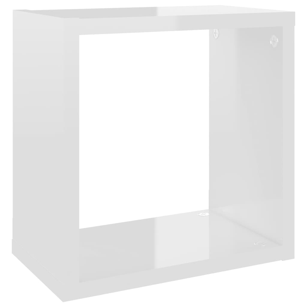 vidaXL Estantes cubo de pared 4 unidades blanco brillo 26x15x26 cm