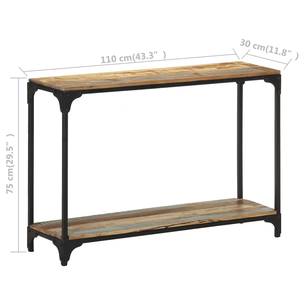 vidaXL Mesa consola de madera maciza reciclada 110x30x75 cm