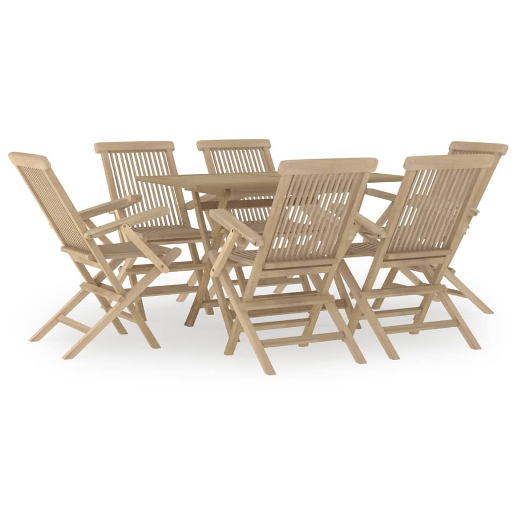 vidaXL Juego de comedor de jardín 7 piezas madera maciza de teca gris