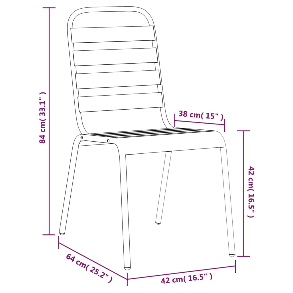 vidaXL Juego de comedor de jardín 7 piezas acero gris antracita