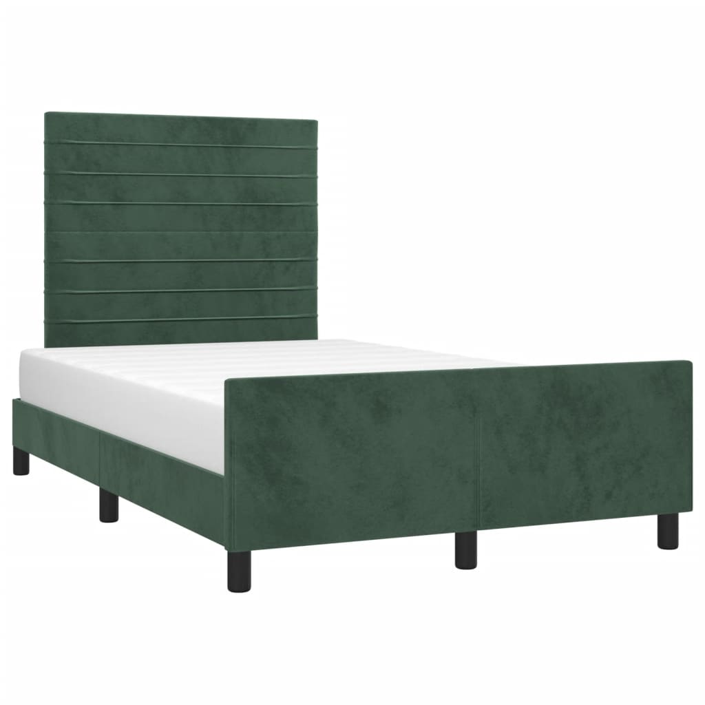 vidaXL Estructura cama con cabecero terciopelo verde oscuro 120x200 cm