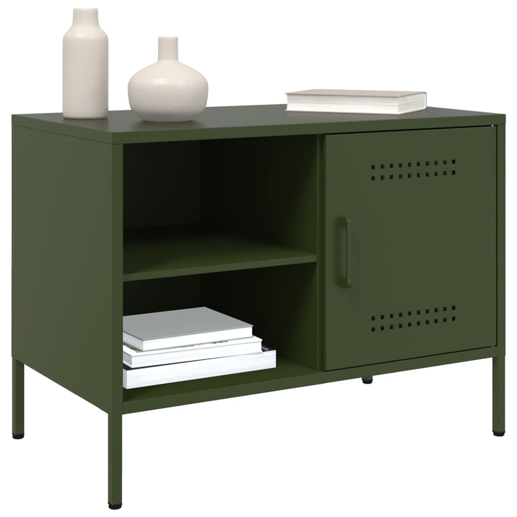 vidaXL Mueble de TV de acero verde oliva 68x39x50,5 cm