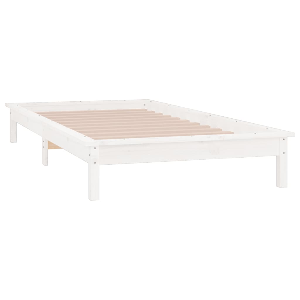vidaXL Estructura de cama con LED madera maciza blanca 100x200 cm