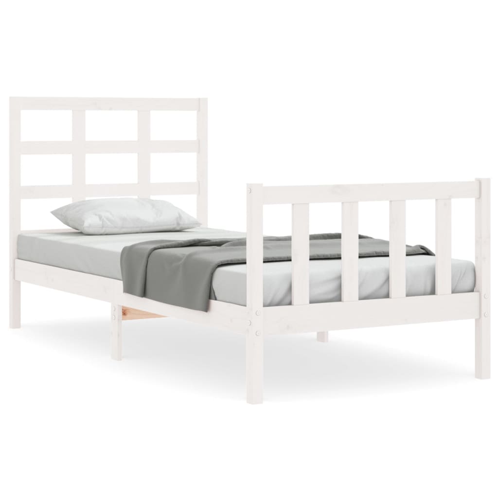 vidaXL Estructura de cama con cabecero madera maciza blanco 90x200 cm