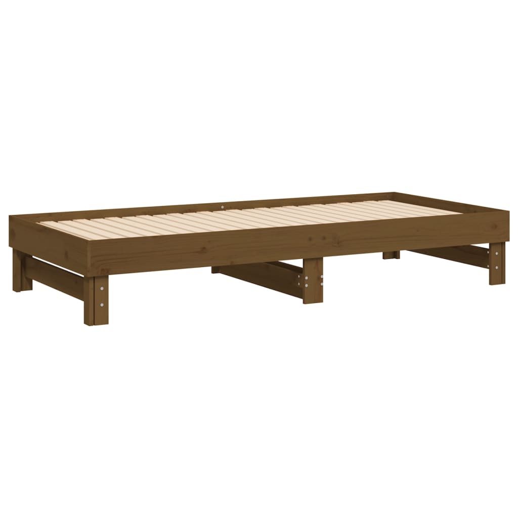 vidaXL Sofá cama extraíble madera de pino marrón miel 2x(80x200) cm