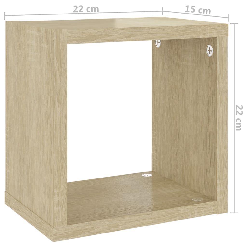 vidaXL Estantes de cubo de pared 6 uds blanco roble 22x15x22 cm