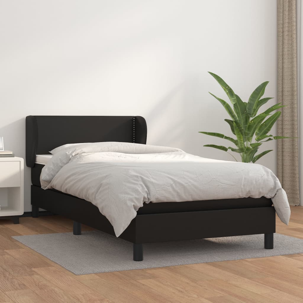 vidaXL Cama box spring con colchón cuero sintético negro 100x200 cm