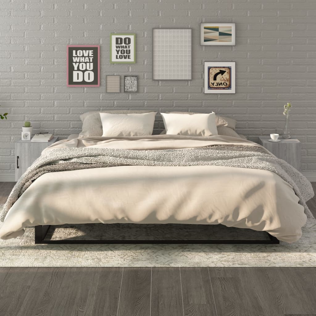 vidaXL Mesitas de noche 2 uds madera contrachapada gris Sonoma