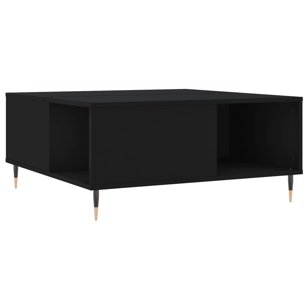 vidaXL Mesa de centro madera contrachapada negro 80x80x36,5 cm