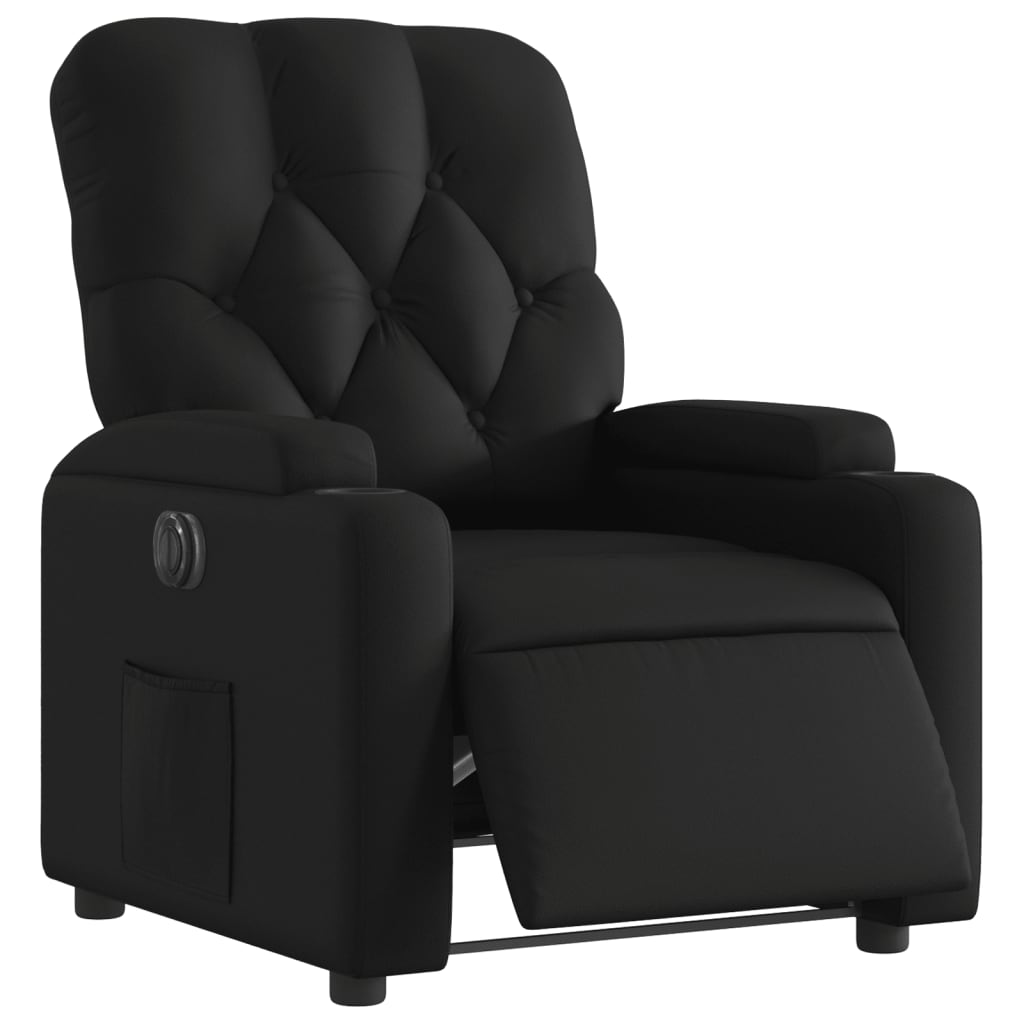 vidaXL Sillón reclinable eléctrico de cuero sintético negro