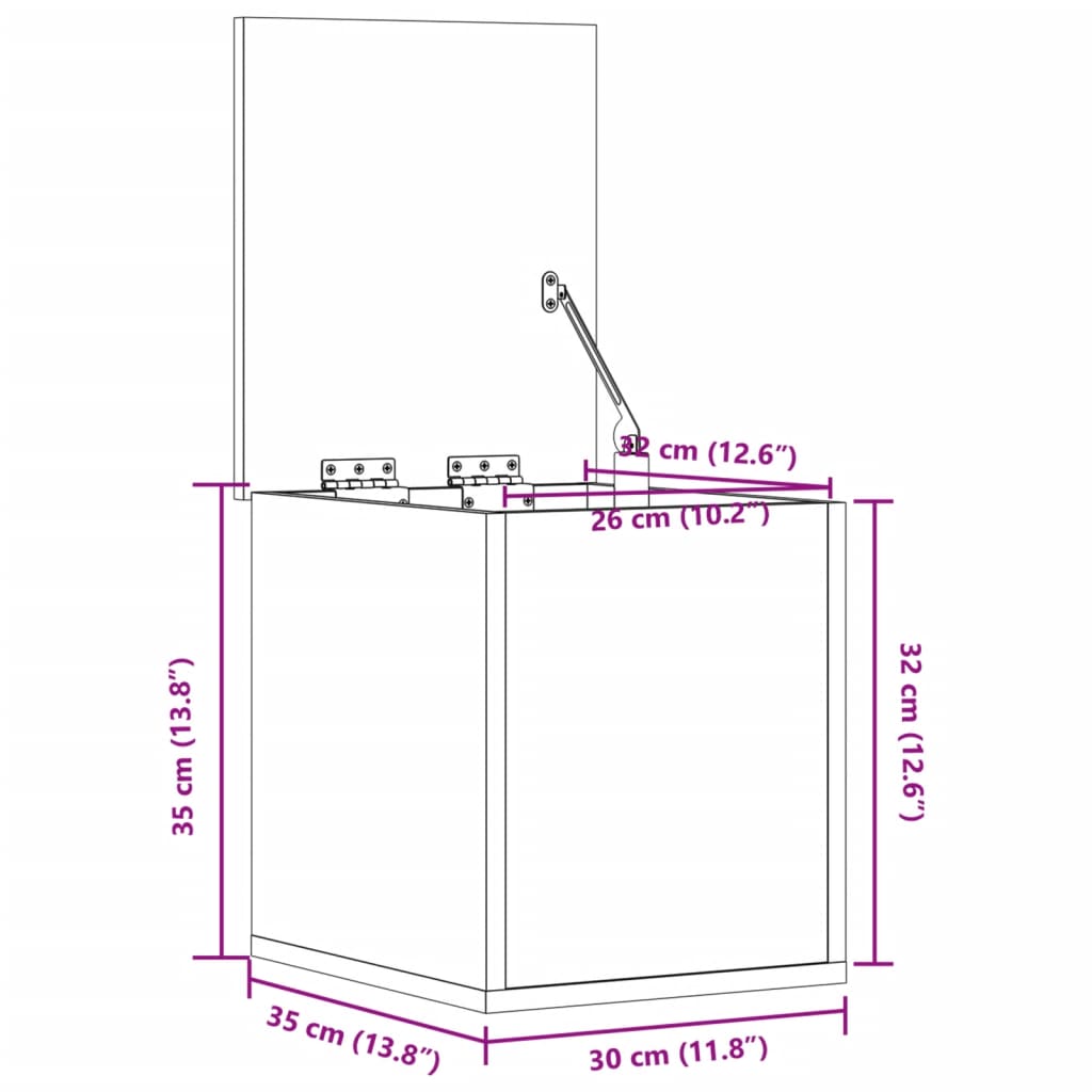 vidaXL Caja de almacenaje madera de ingeniería negro 30x35x35 cm