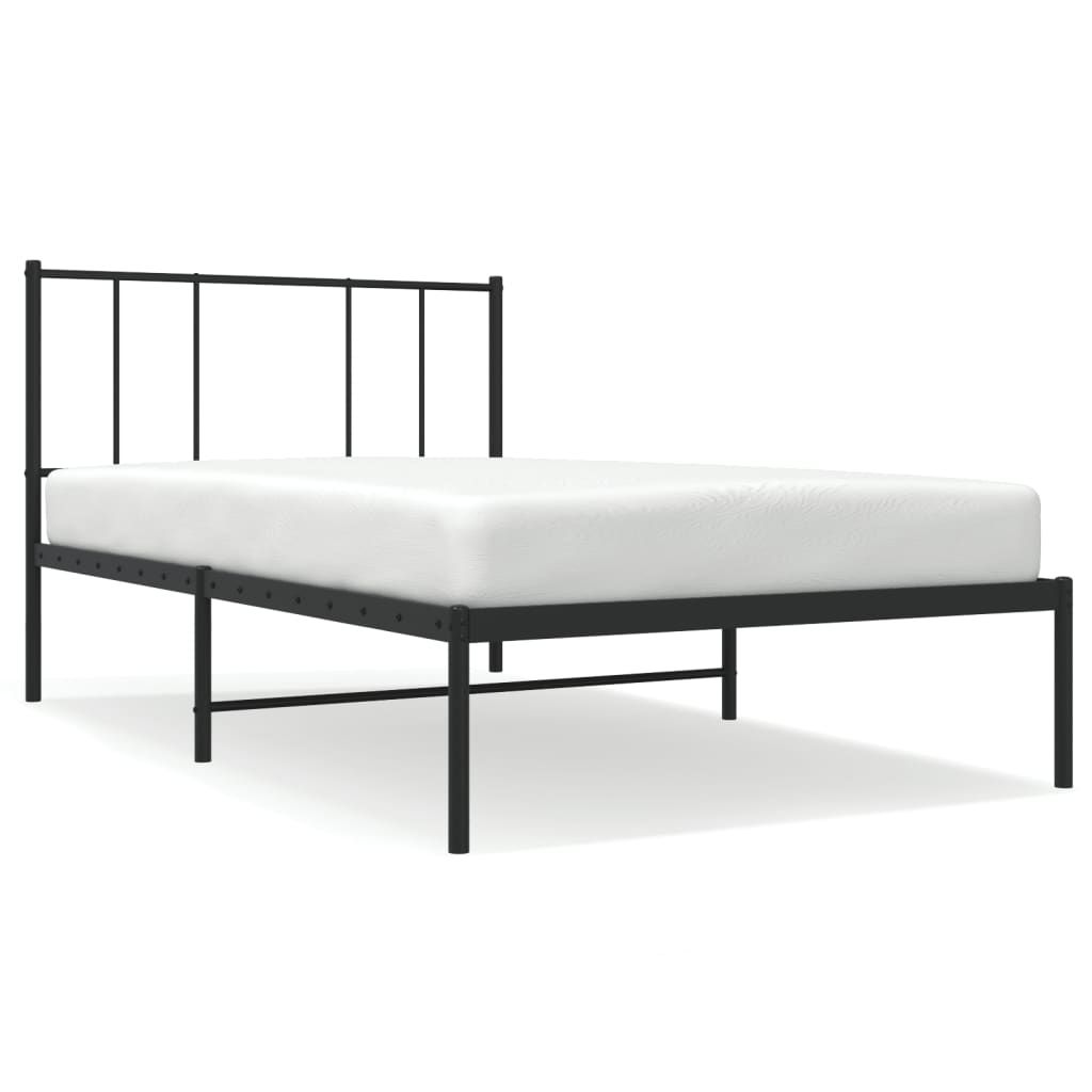 vidaXL Estructura cama sin colchón con cabecero metal negro 75x190 cm