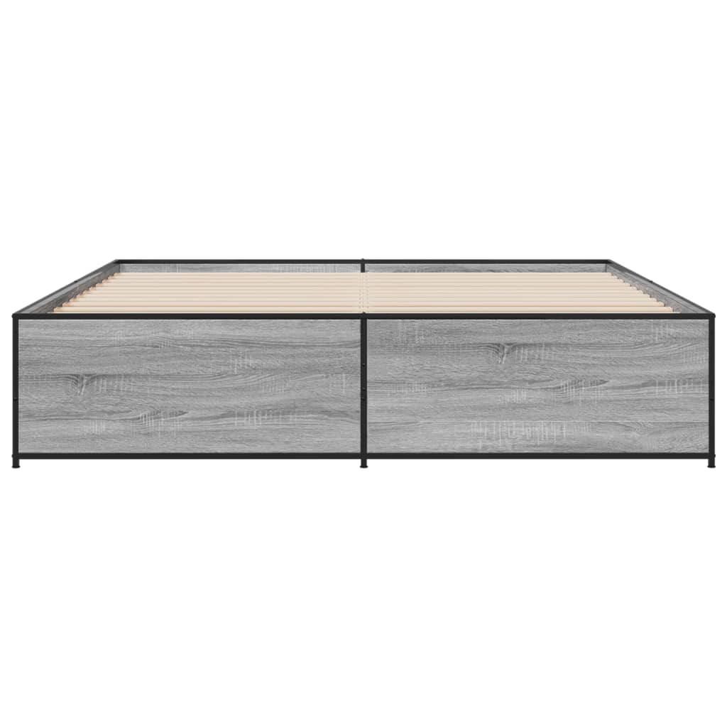 vidaXL Estructura cama madera ingeniería metal gris Sonoma 200x200 cm