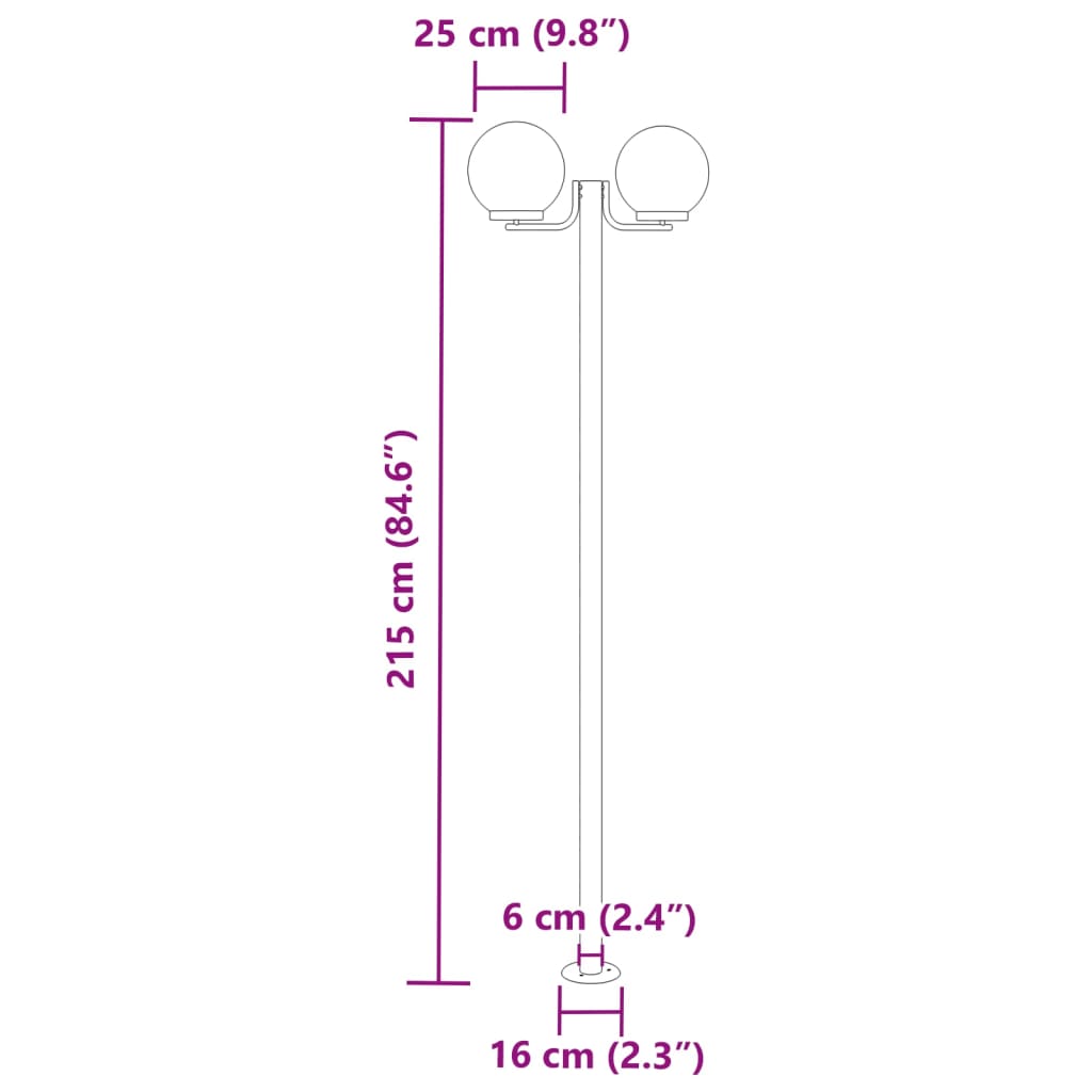 vidaXL Farolas de exterior 3 unidades acero inoxidable 215 cm