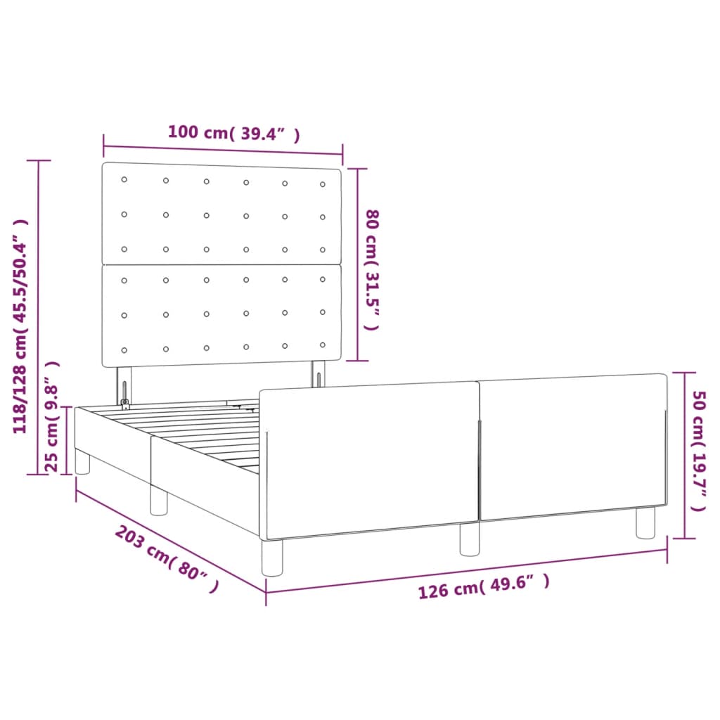 vidaXL Estructura de cama cabecero cuero sintético blanco 120x200 cm