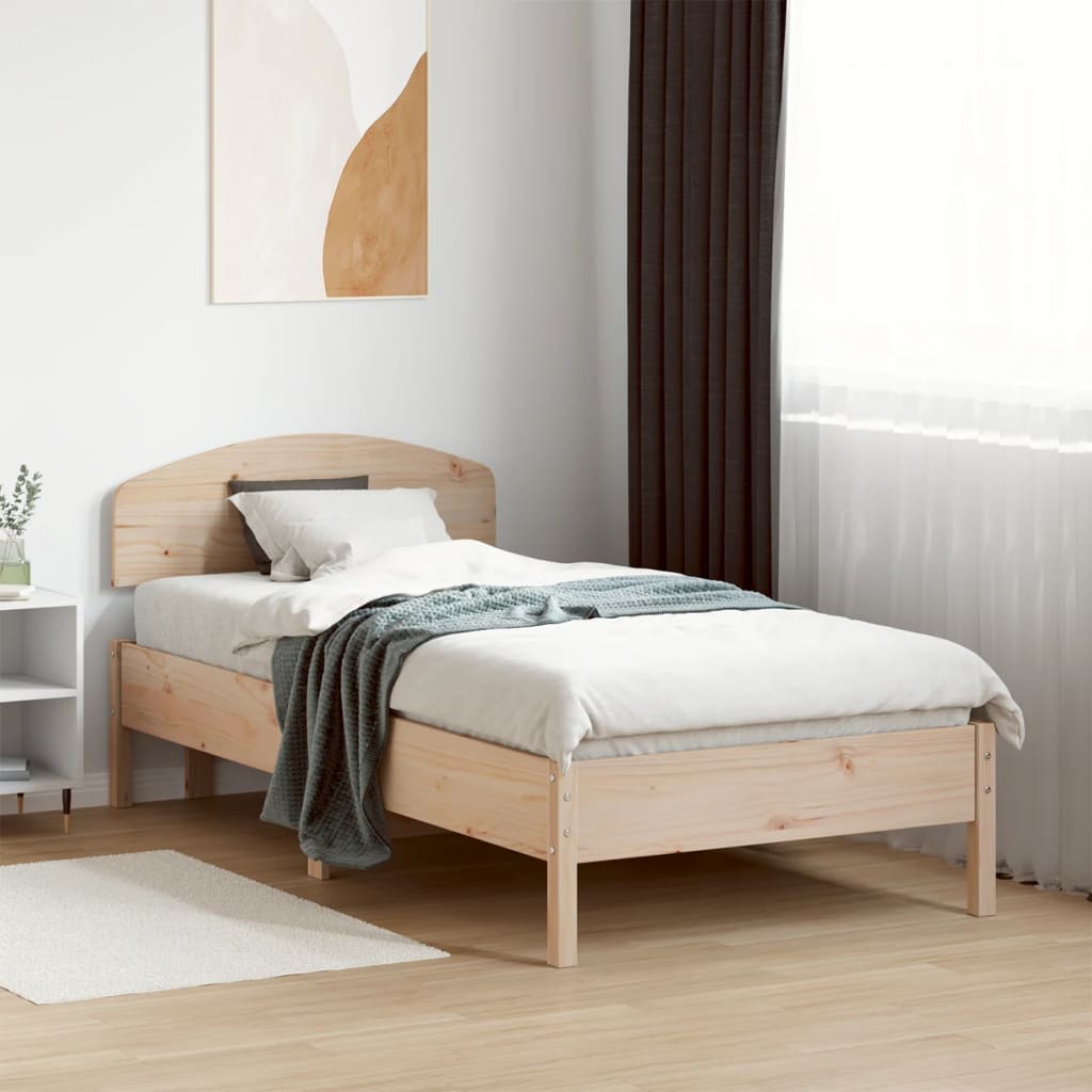 vidaXL Estructura de cama con cabecero madera maciza pino 75x190 cm