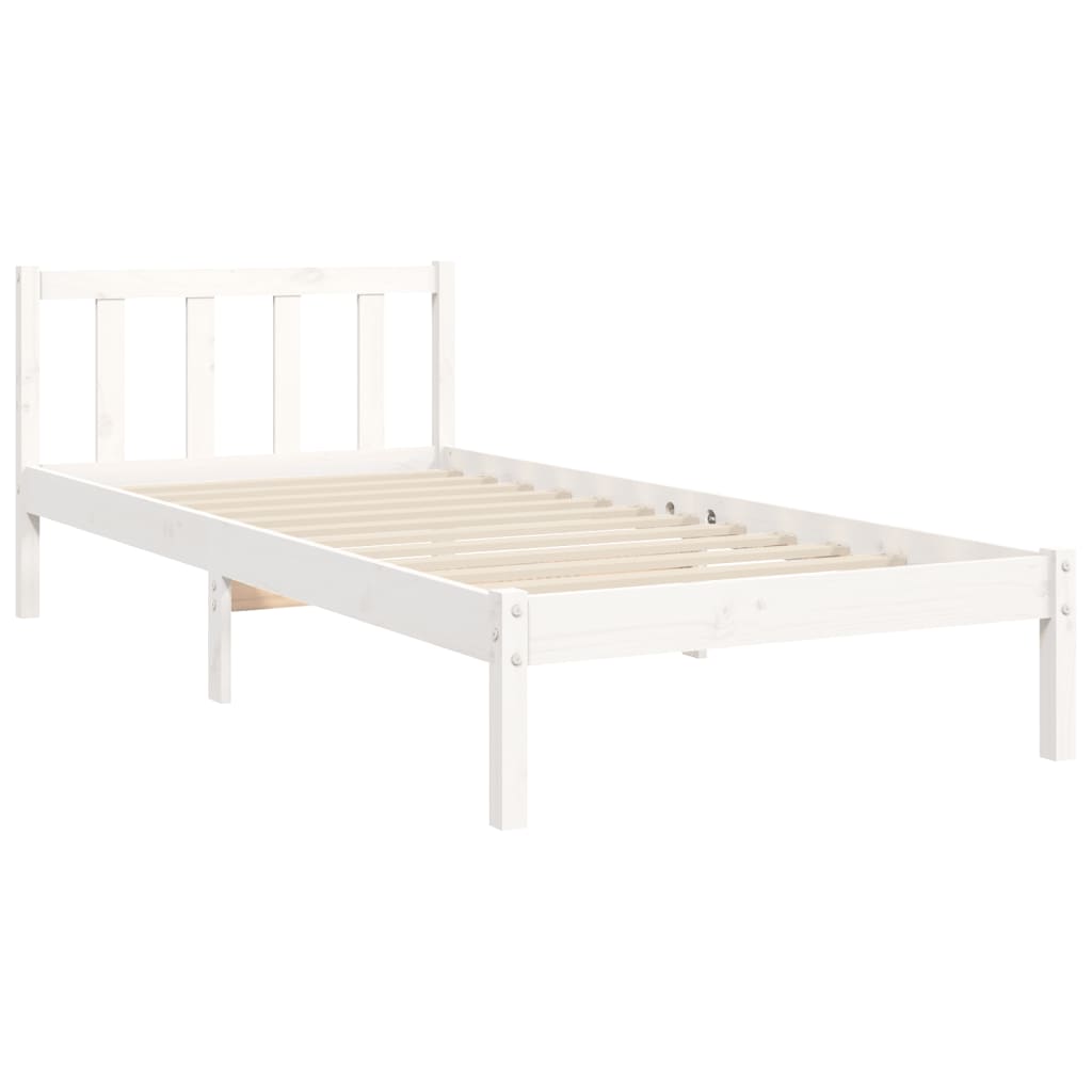 vidaXL Estructura de cama con cabecero madera maciza blanco 90x200 cm