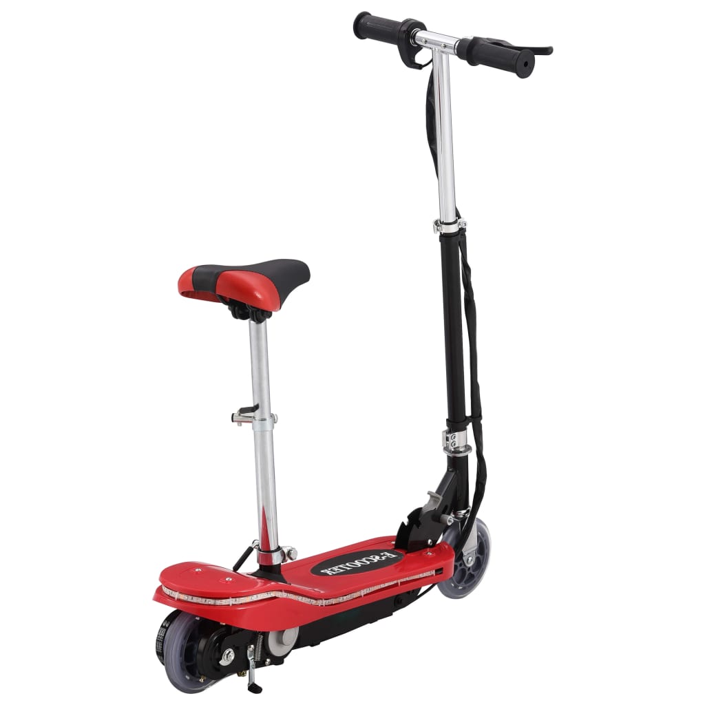 vidaXL Patinete para niños con asiento y LED rojo 120 W