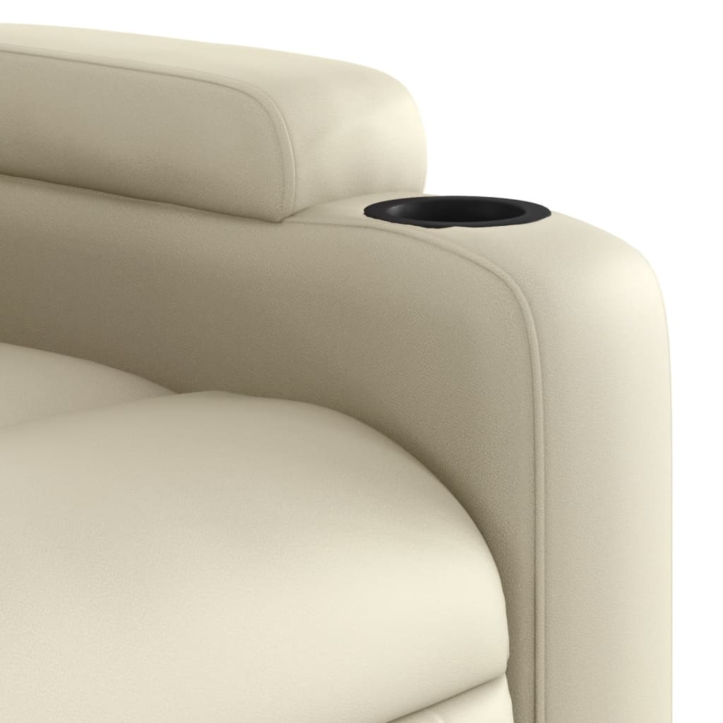 vidaXL Sillón de masaje elevable eléctrico cuero sintético crema