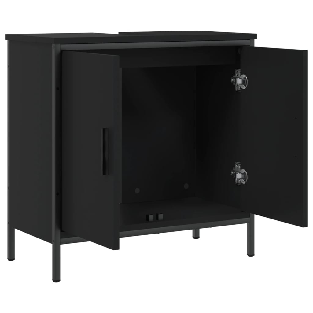 vidaXL Armario para lavabo de baño madera ingeniería negro 60x30x60 cm