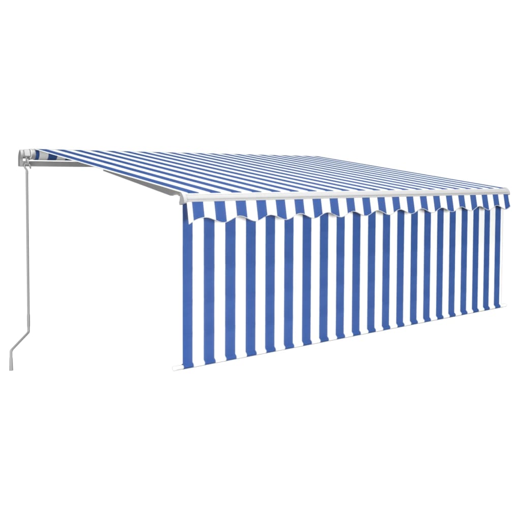 vidaXL Toldo retráctil manual con persiana y LED azul y blanco 4,5x3 m