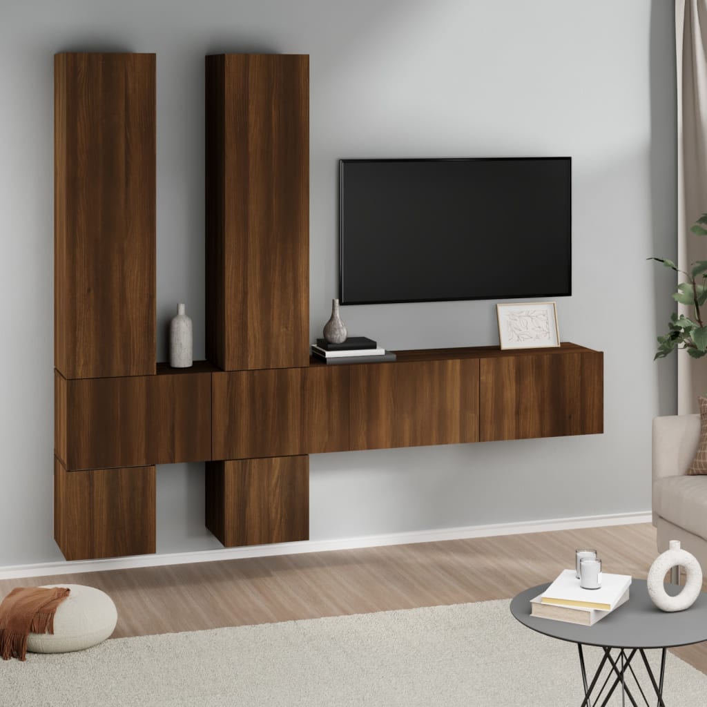 vidaXL Mueble de pared para TV madera contrachapada roble marrón