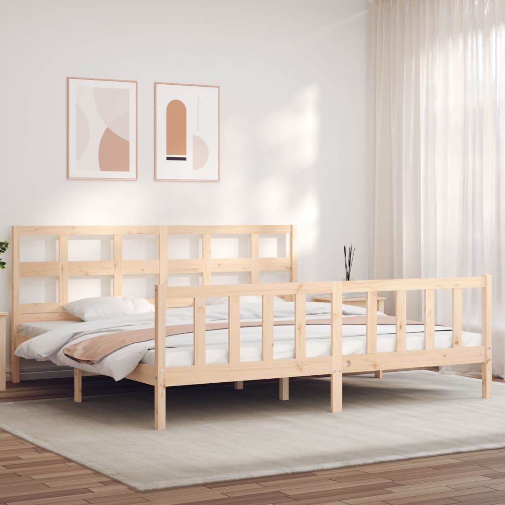 vidaXL Estructura de cama de matrimonio con cabecero madera maciza