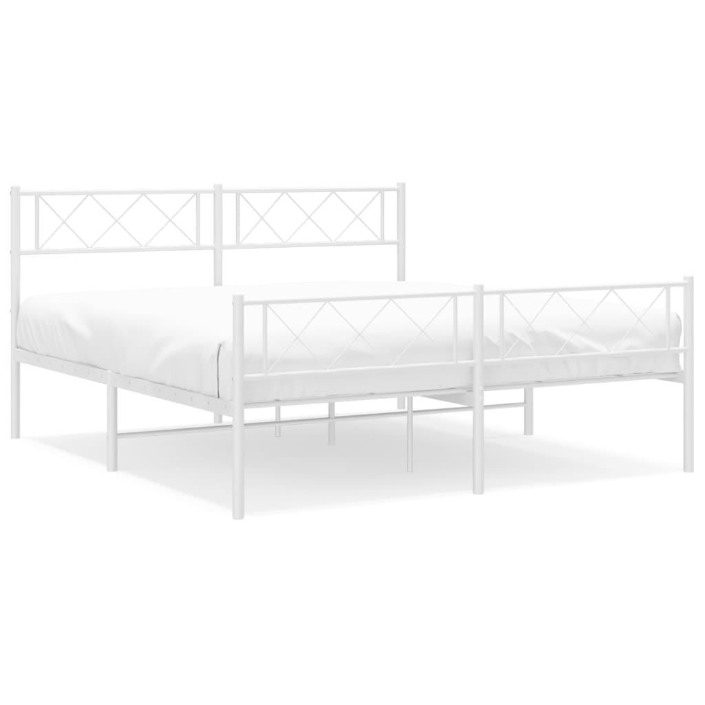 vidaXL Estructura cama sin colchón con estribo metal blanco 150x200 cm