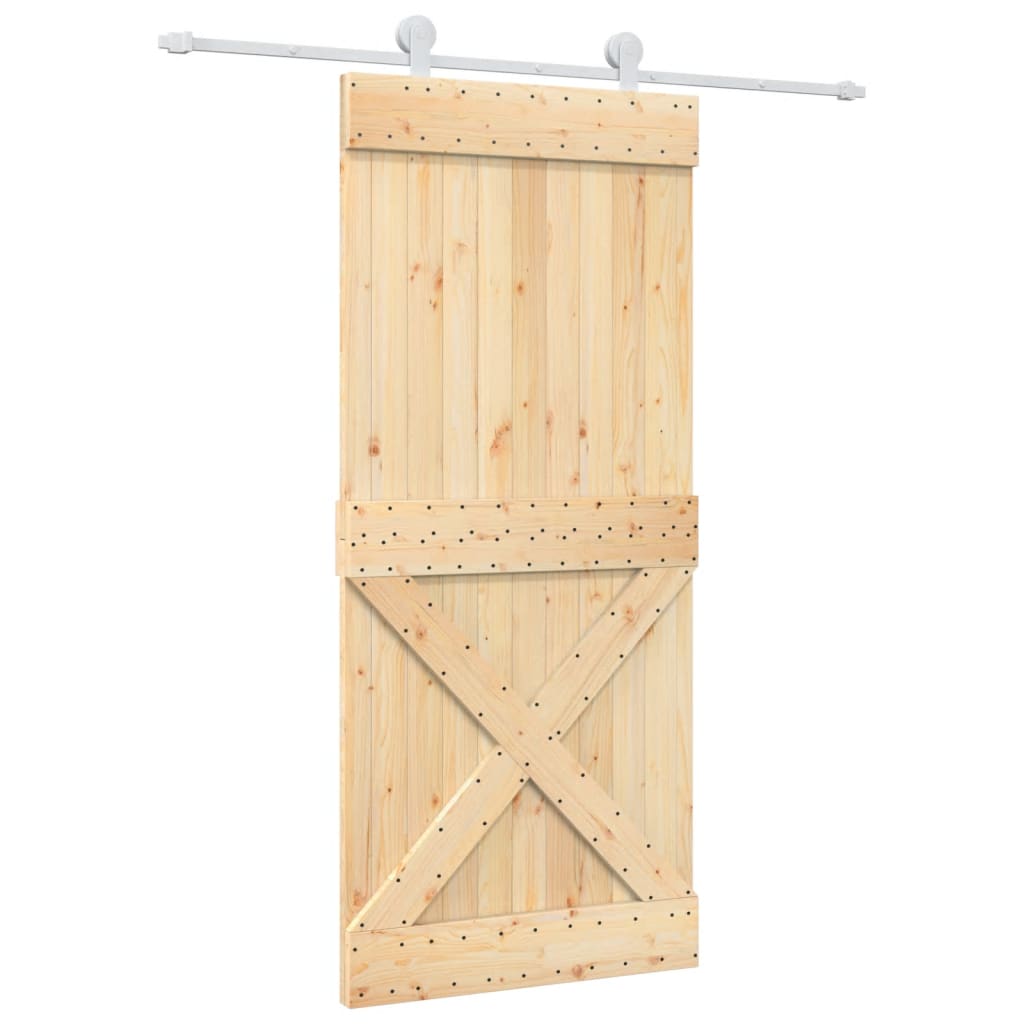 vidaXL Puerta corredera con herrajes madera maciza de pino 90x210 cm