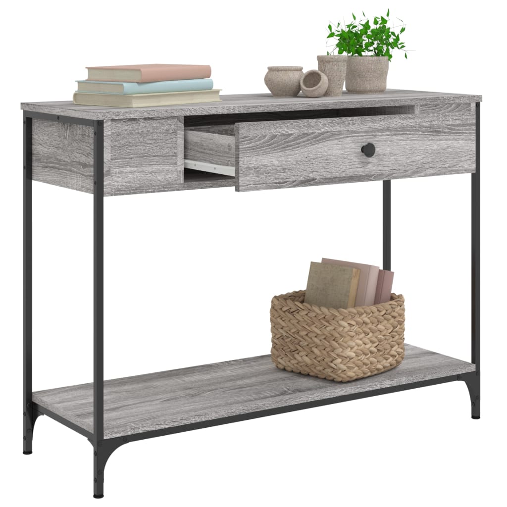 vidaXL Mesa consola madera de ingeniería gris Sonoma 100x34,5x75 cm