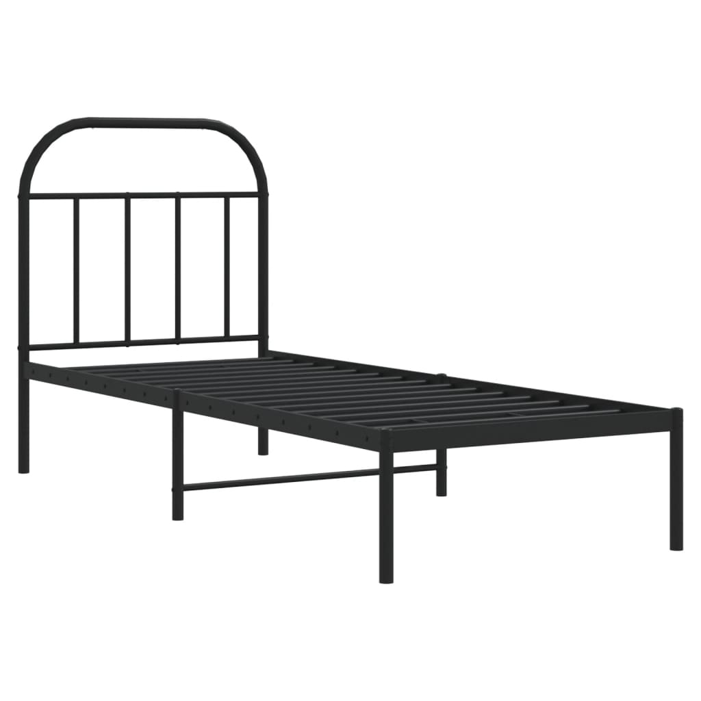 vidaXL Estructura cama sin colchón con cabecero metal negro 75x190 cm