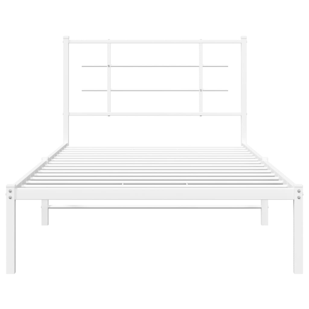 vidaXL Estructura cama sin colchón con cabecero metal blanco 100x190cm