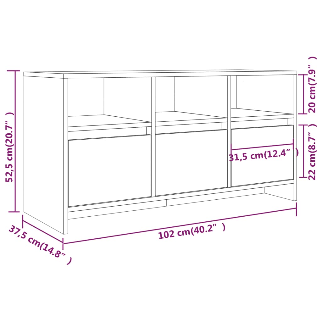 vidaXL Mueble para TV madera contrachapada negro 102x37,5x52,5 cm