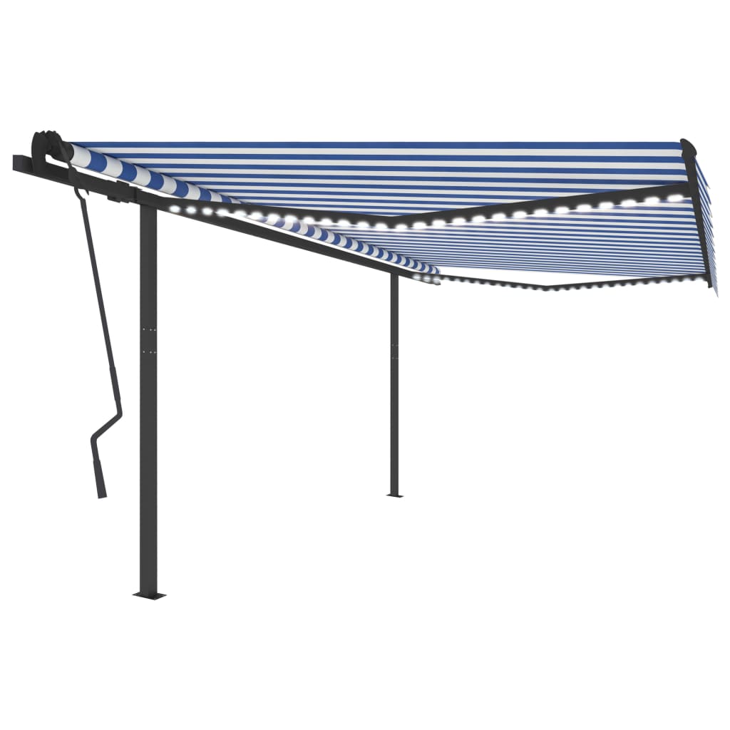 vidaXL Toldo manual retráctil con LED azul y blanco 4,5x3,5 m