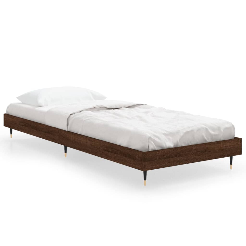 vidaXL Estructura de cama sin colchón madera marrón roble 75x190 cm