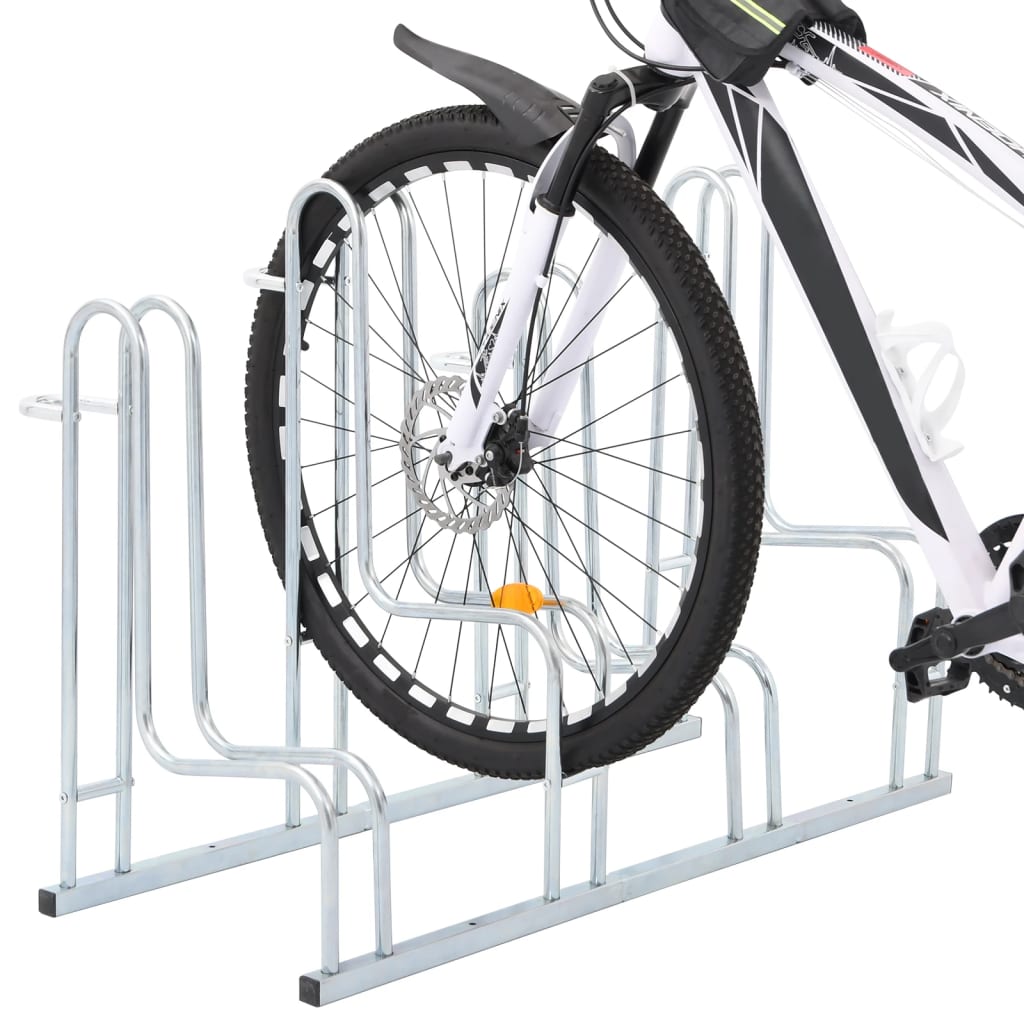 vidaXL Soporte para 4 bicicletas suelo independiente acero galvanizado