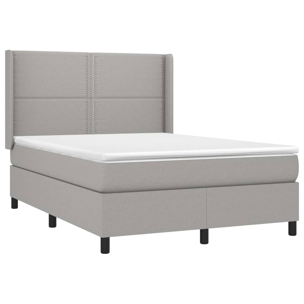 vidaXL Cama box spring colchón y luces LED tela gris claro 140x190 cm