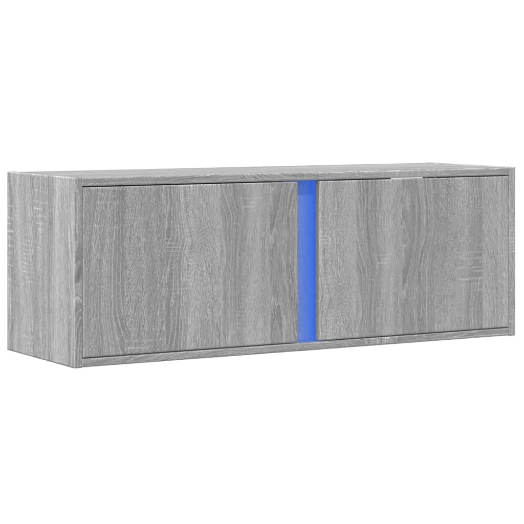 vidaXL Mueble de TV de pared con luces LED gris Sonoma 100x31x35 cm