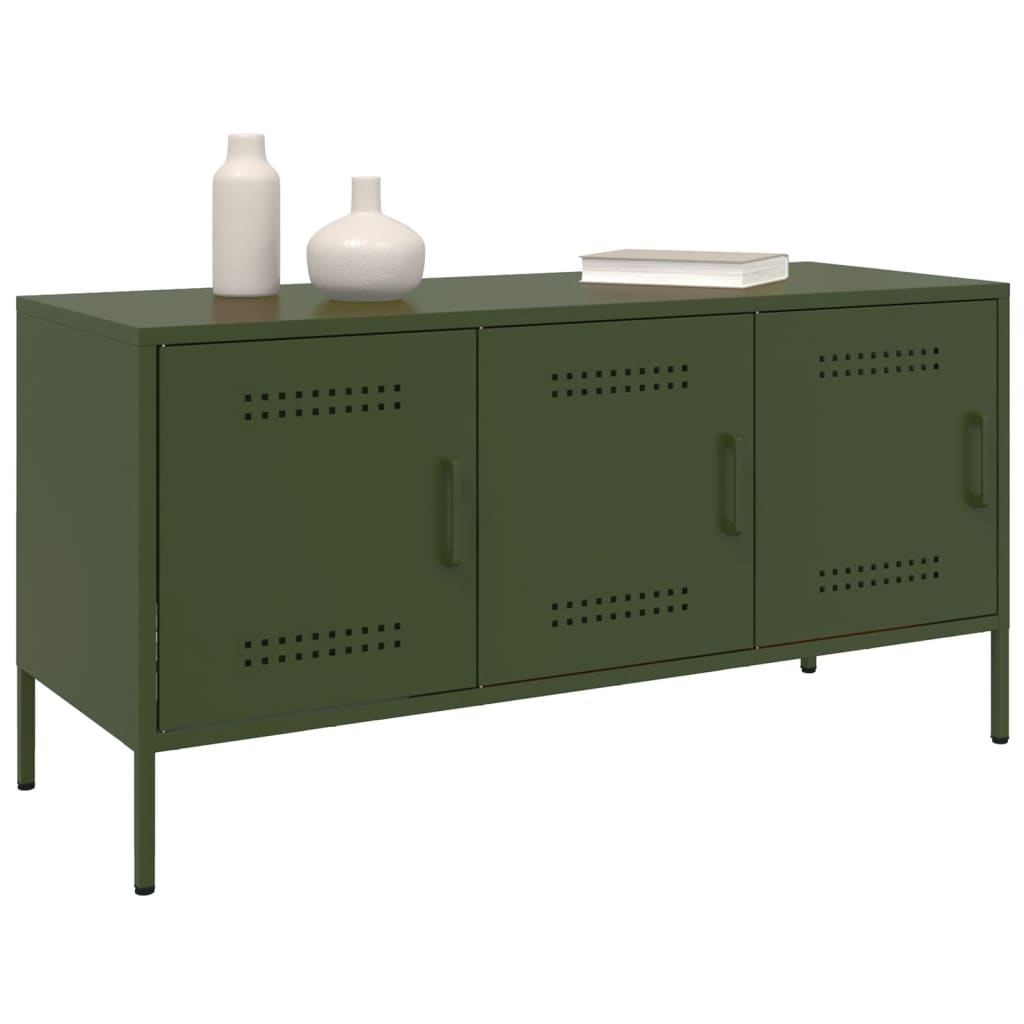 vidaXL Mueble de TV de acero verde oliva 100,5x39x50,5 cm