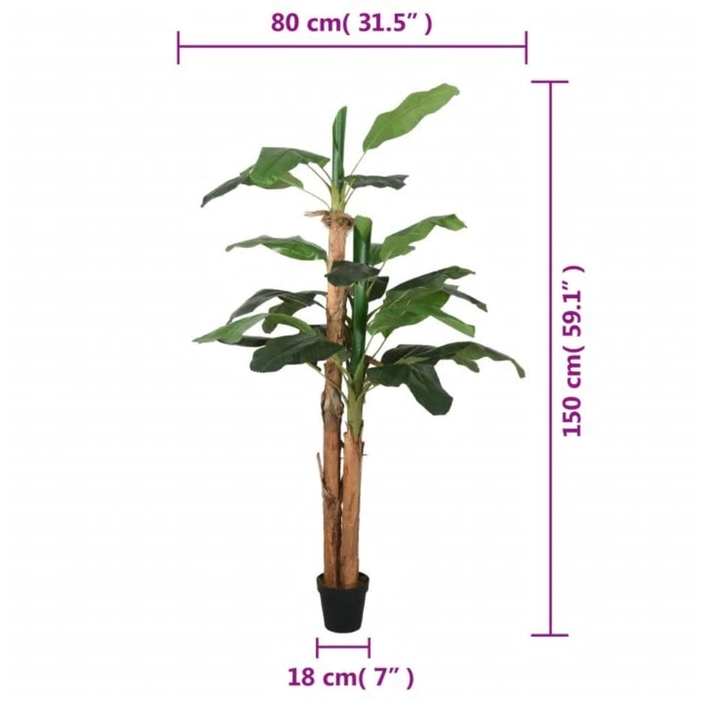 vidaXL Árbol de plátano artificial 18 hojas verde 150 cm